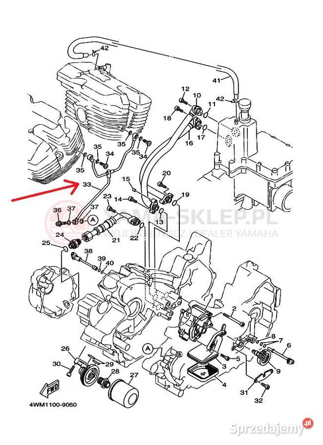 Przewód pompy oleju Yamaha XV1600 sztywny