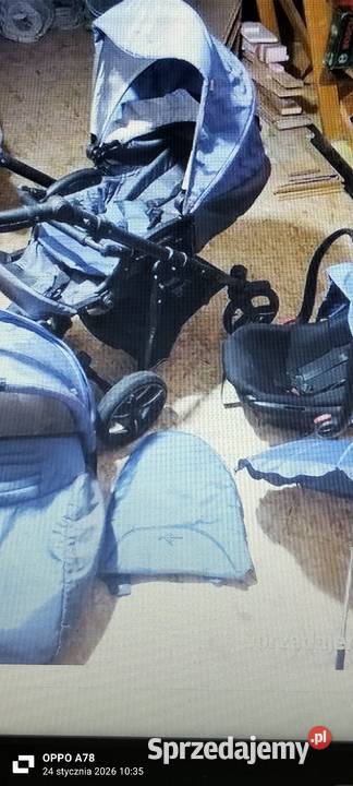 wózek dziecięcy 3 w 1 niebieski sprzedam