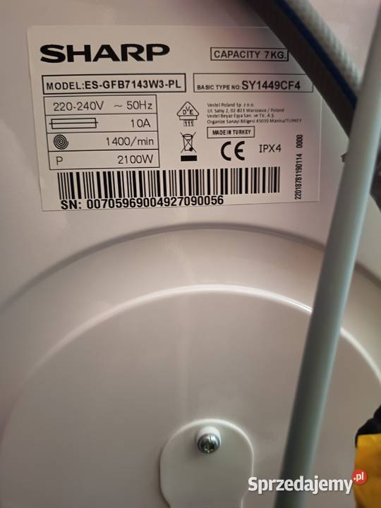 Pralka Sharp 7 wsadu 1400 obr Silnik inwerterowy Szubin