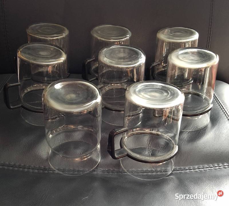 Szklanki Prl z plastikowym uchwytem Nakło nad Notecią