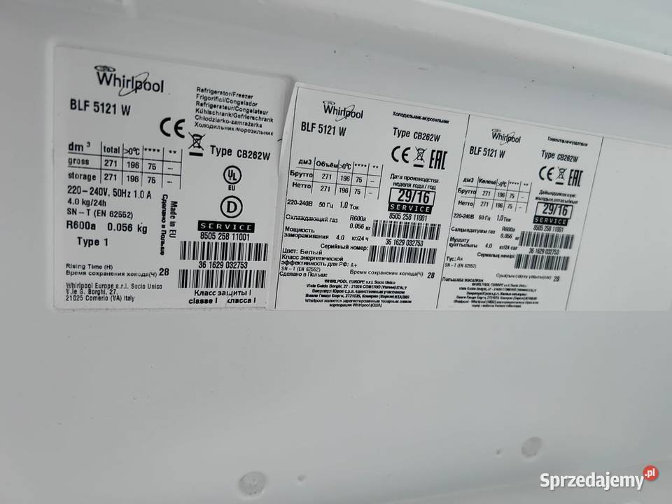 Lodówka WHIRPOOL 159 A wytrzymała Transport Warszawa