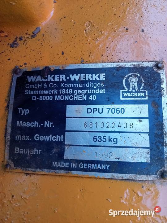 Zageszczarka gruntu Wacker DPU7060 635 Pozostałe Limanowa
