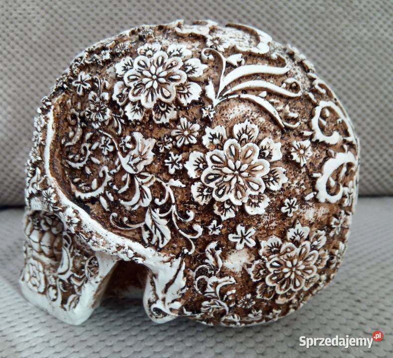 Misternie rzeźbiona duża czaszka motywy kwiatowe Tychy sprzedam