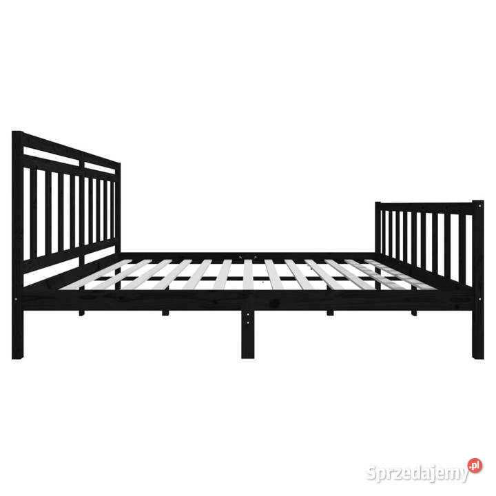 Rama łóżka czarna lite drewno sosnowe 200 x 200