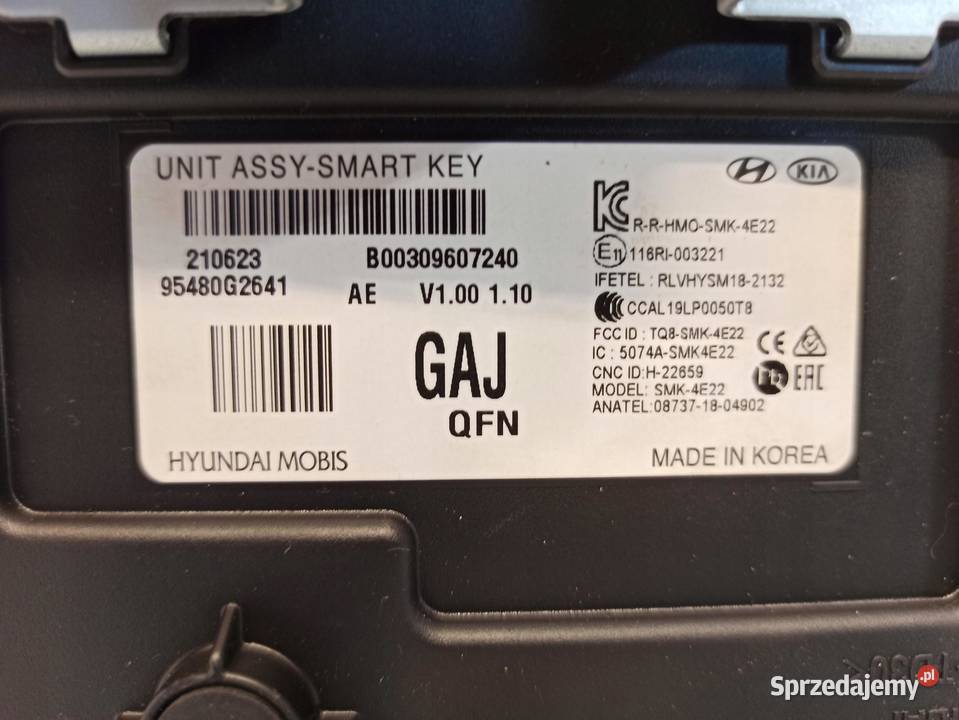 MODUŁ UNIT ASSY SMART KEY IONIQ 95480G2641 2021 osobowe Komputery