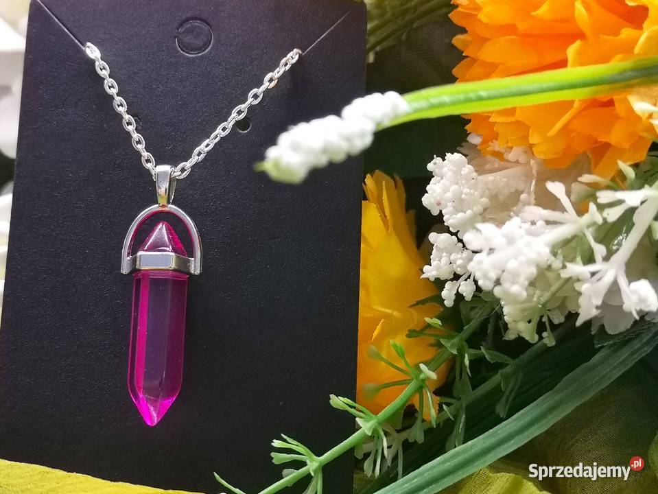 Naszyjnik z różowym kryształem Kielce