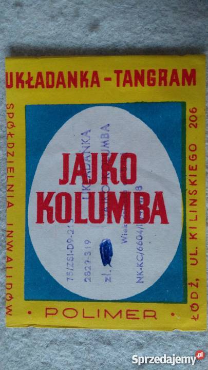 JAJKO KOLUMBA układanka tangram lata 70 pamiątka Warszawa