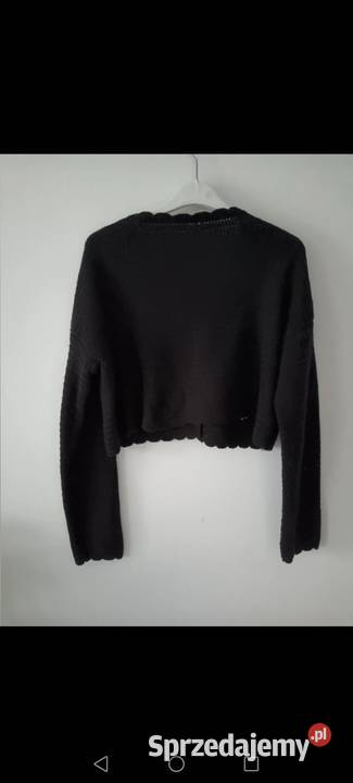 Sweterek krótki długie rękawy czarny haftowane Rozmiar 38(M) Krosno