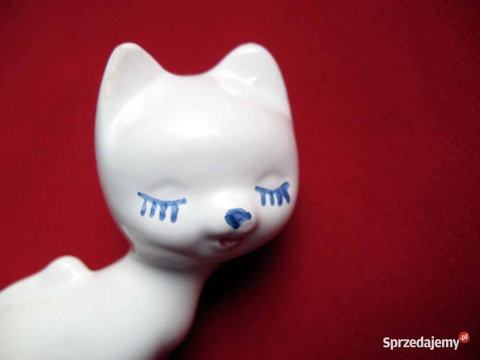 Kot biały mały kotek porcelana 8 x 35 x 3 Siedlce
