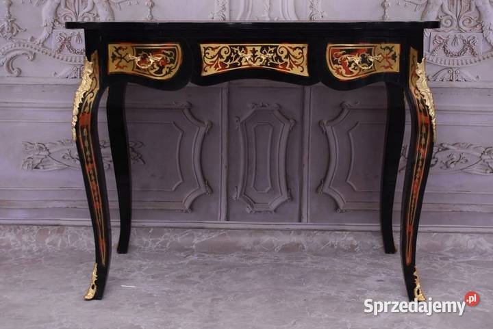 Drewniane Biurko Boulle Stół Gabinet Salon Biuro