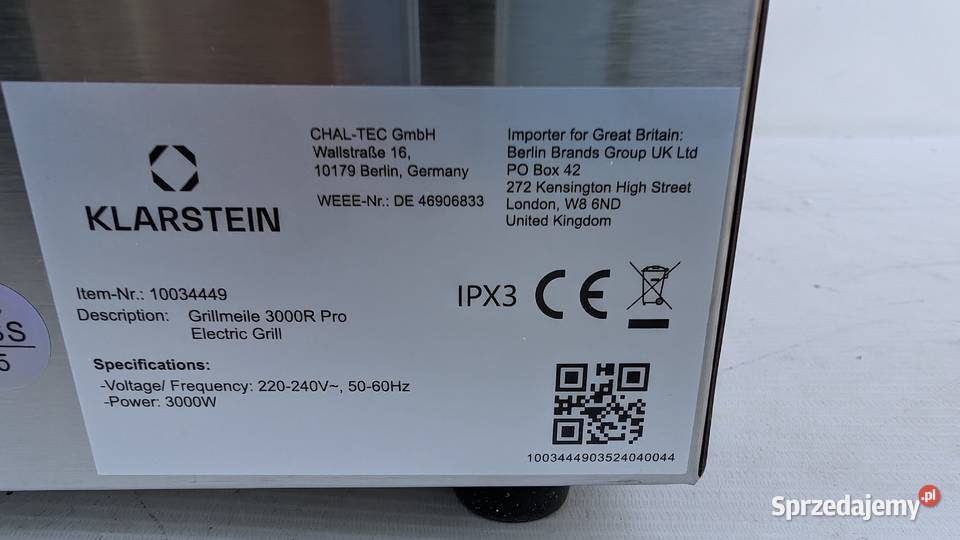Grill elektryczny Klarstein Grillmeile 3000R Jadowniki