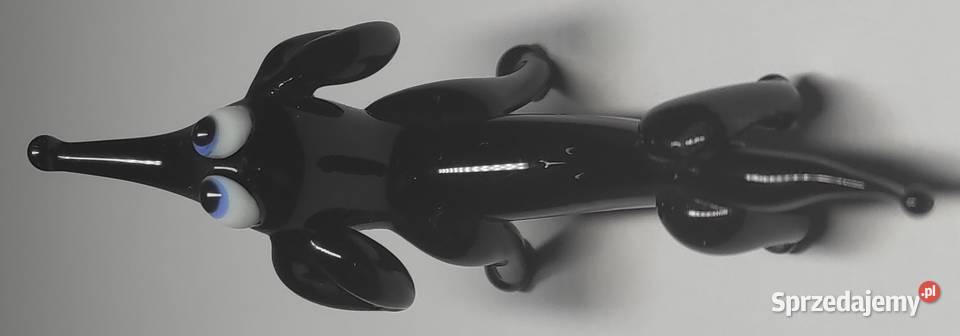 Szklany jamnik pies ze szkła czarny szkło Warszawa