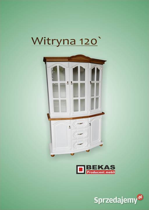 Śliczna Prowansalska Witryna 120 Biała Dęby Blat 50cm