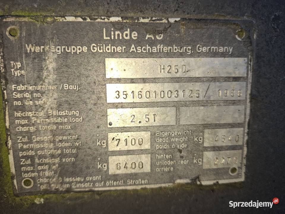 Wózek widłowy Linde H25D przesów boczny wideł Targoszyn