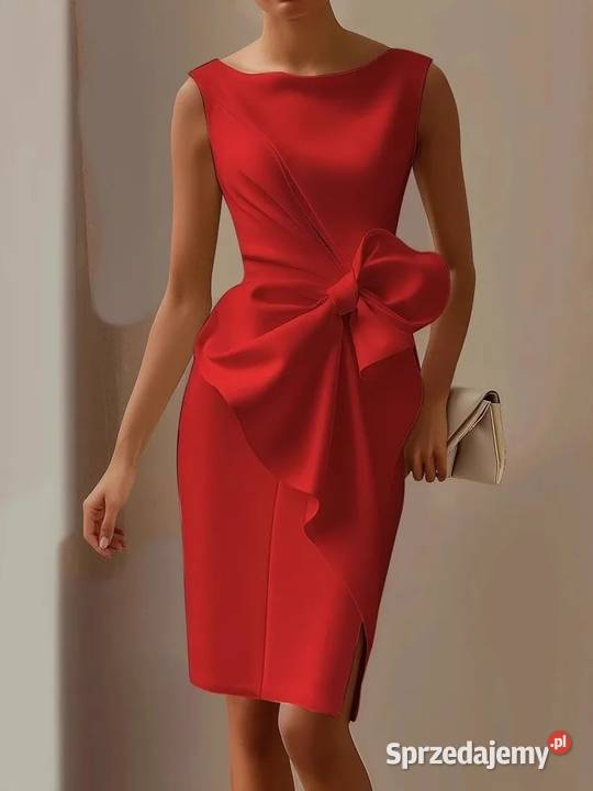 Zjawiskowa Czerwona Sukienka z Kokardą – Elegancja i Styl Premium