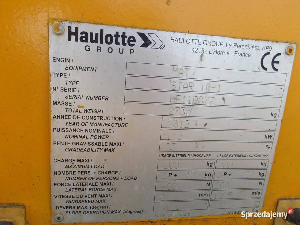 Podnośnik koszowy masztowy8m Haulotte STAR 101 wielkopolskie Pleszew