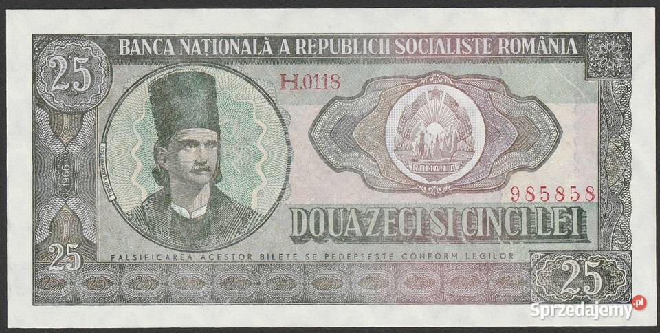 Rumunia 25 lei 1966 Tudor Vladimirescu H01118 Kolekcje Łódź
