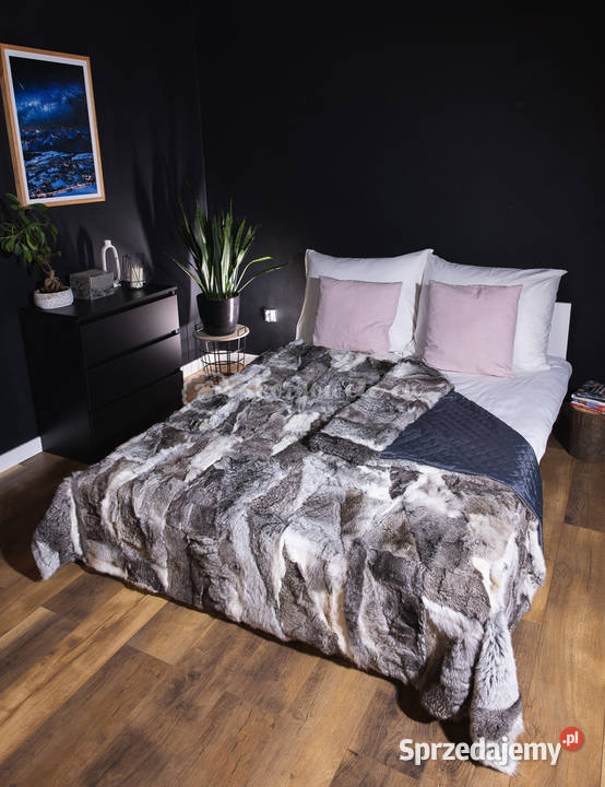 Narzuta dekoracyjna futro szare z królika szary małopolskie