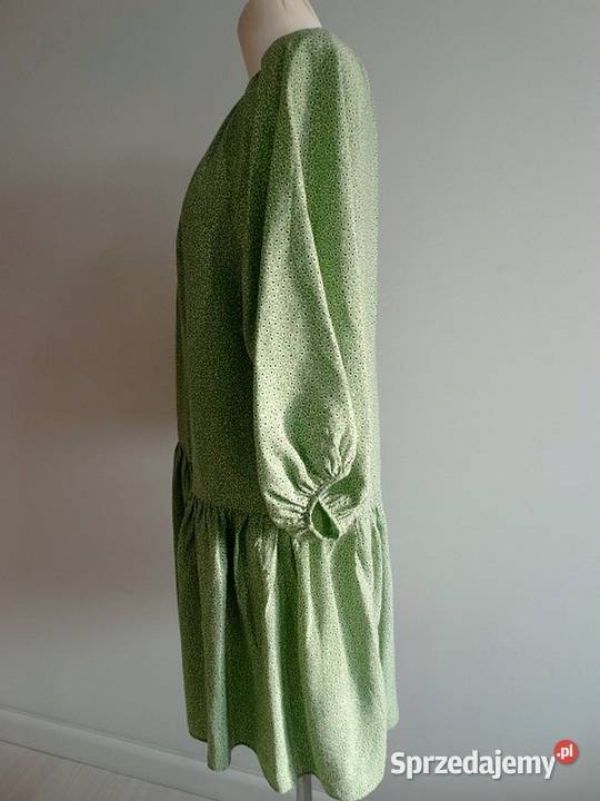 Sukienka HM Trapezowa Limonkowy Kolor Drobne Łomża sprzedam