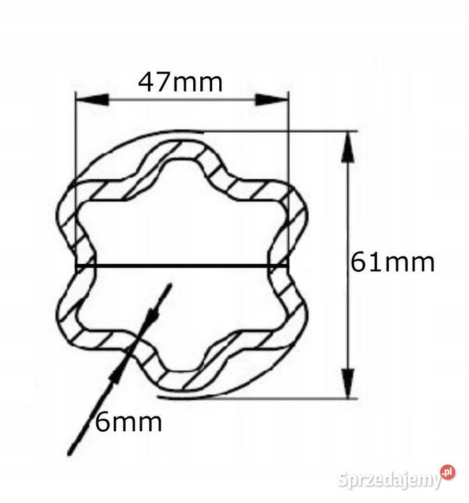 Rura wału WOM profilowana gwiazda 61x47x6mm 1m małopolskie Kamionna