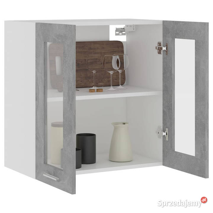 Szafka wisząca z szybą szarość betonu 60x31x60 sprzedam