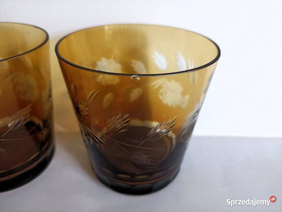 Szklanki kryształowe Hortensja PRL 6 sztuk Bełchatów