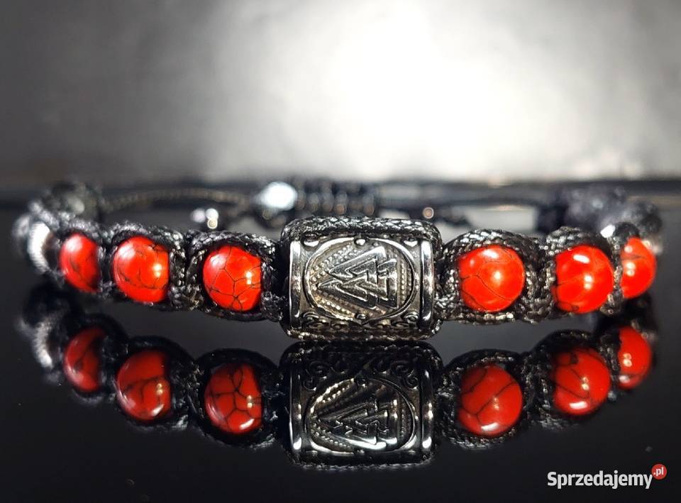 BRANSOLETKA RUNA VALKNUT STAL KAMIEŃ LAWA SZER małopolskie Kraków