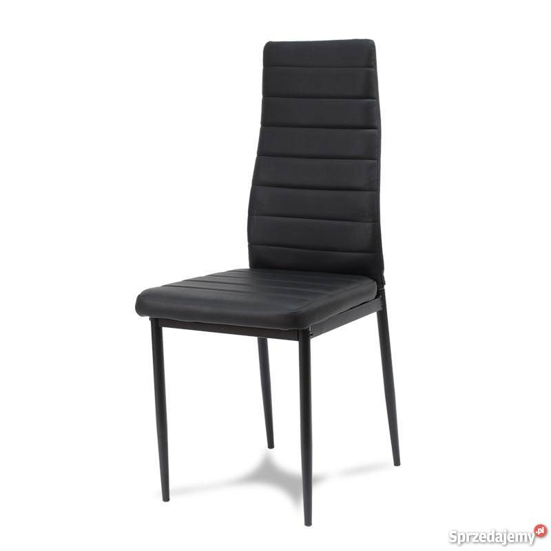 Krzesło tapicerowane nowoczesne ze skóry ekologicznej czarne
