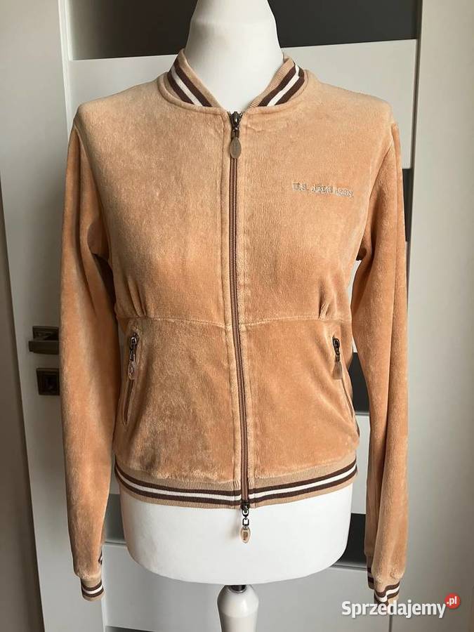 Welurowa damska brązowa bluza misio US Polo Assn Nisko
