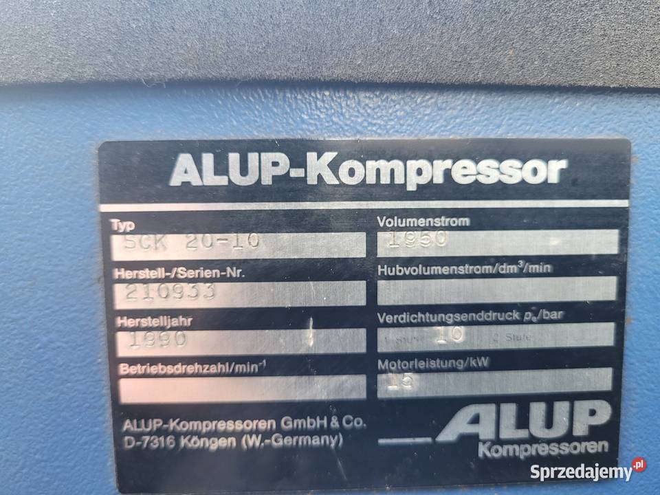 Sprężarka śrubowa Alup SCK 2010 pomorskie Miastko