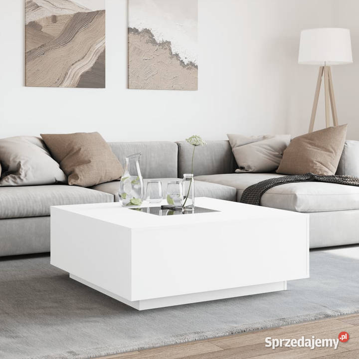 Stolik kawowy z LED Infinity biały 100x100x40 mazowieckie Warszawa