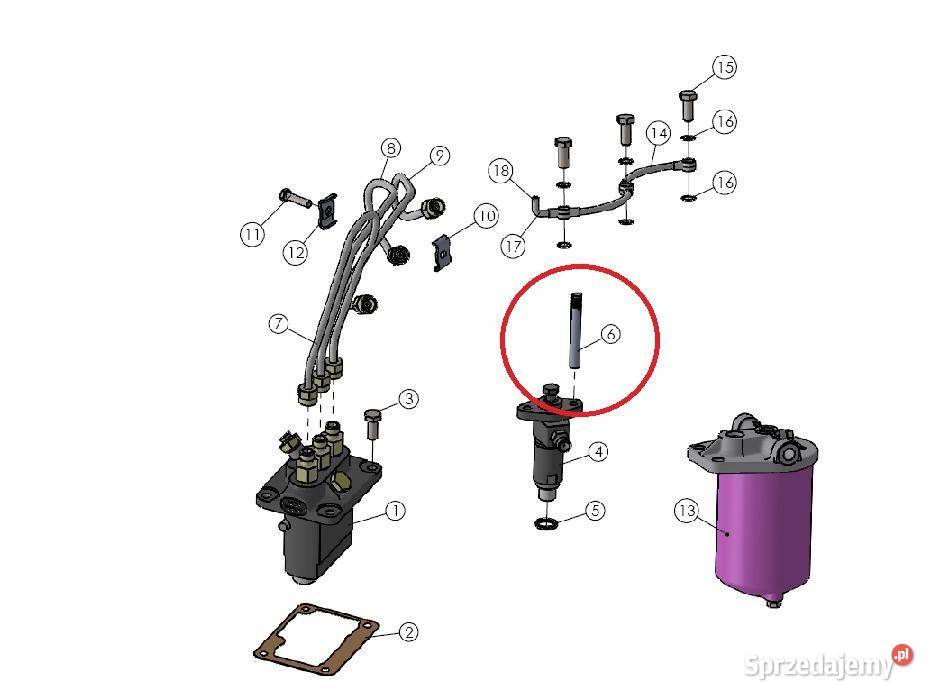 Szpilka M8x70 1 mocowania dyszy Mitsubishi VST Tajęcina