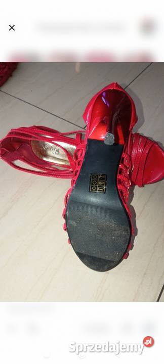 Czerwone Sandały GladiatorSzpilki Lakierowane