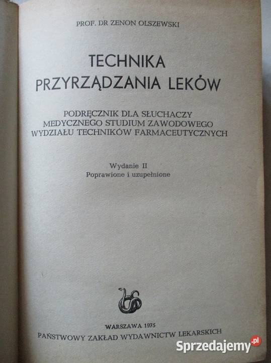 Technika przyrządzania leków ZOlszewski łódzkie sprzedam