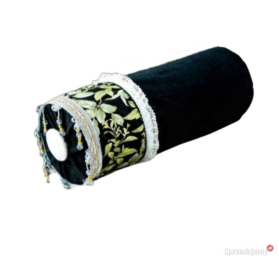 P1020 Poduszka dekoracyjna wałek welur czarny Warszawa