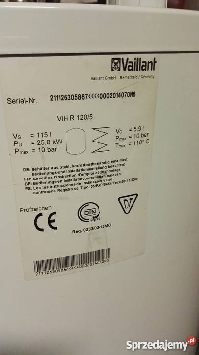 VIH R 120 Vaillant zasobnik stojący 120 l gaz Siewierz