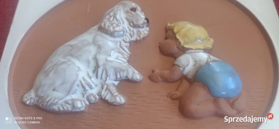 Kafel ceramiczny Jie Gandofta chłopiec z psem Gdańsk