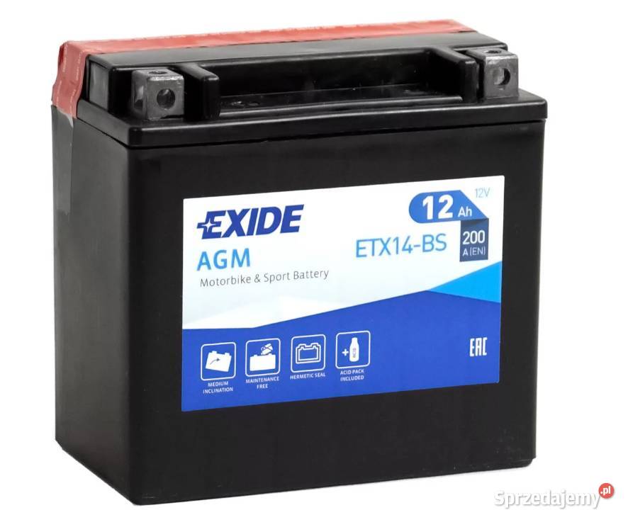 Akumulator motocyklowy EXIDE ETX14BS YTX14BS 12V mazowieckie Siedlce
