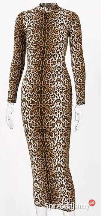długa cienka sukienka w panterkę rozmiar M stan