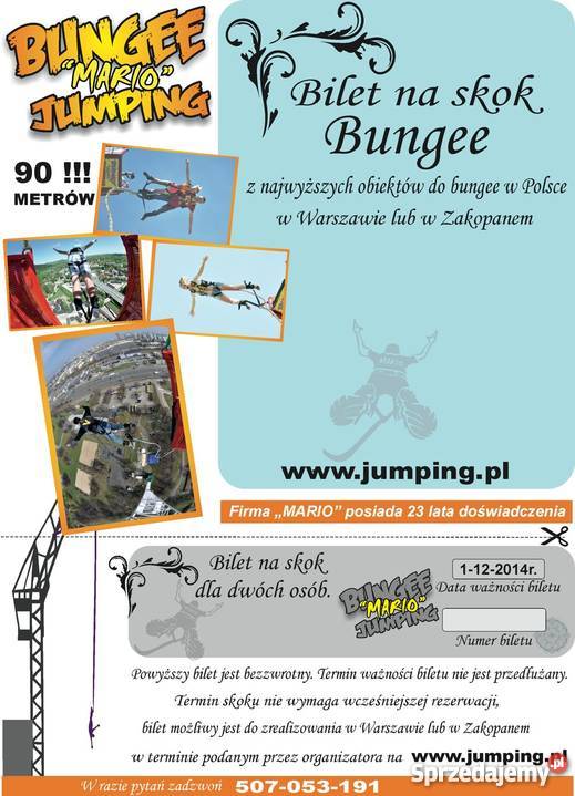 Bilet na skok na bungee voucher w Warszawie Zako
