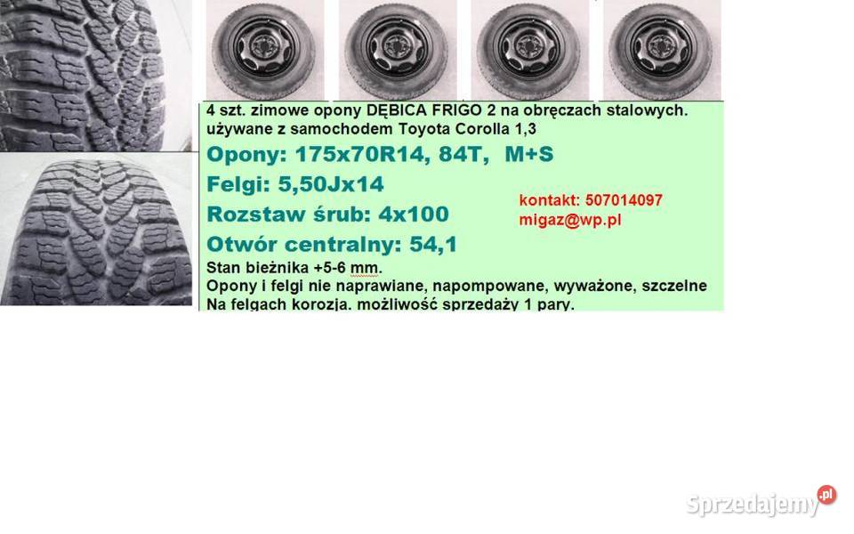 sprzedam opony zimowe z felgami 14 Wiśniowa