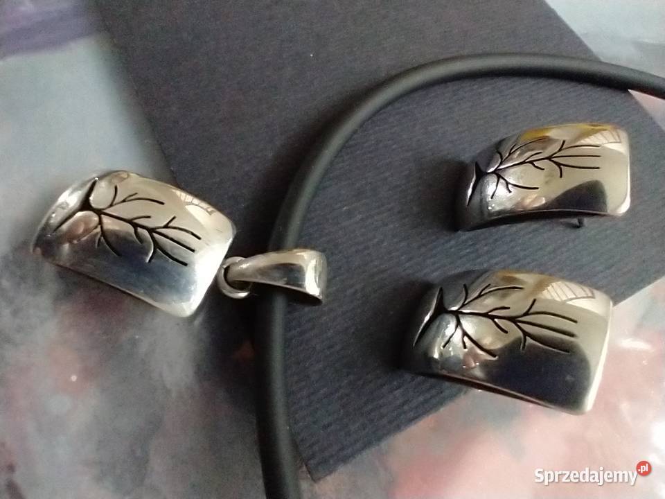 Komplet wisior kolczyki srebro 925 rękodzieło Łódź