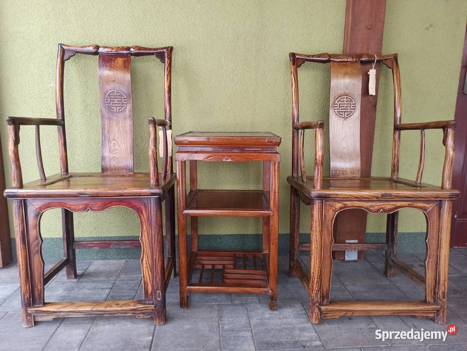 Fotel fotele stolik zestaw kawowy Chiny XIX w Budzyń