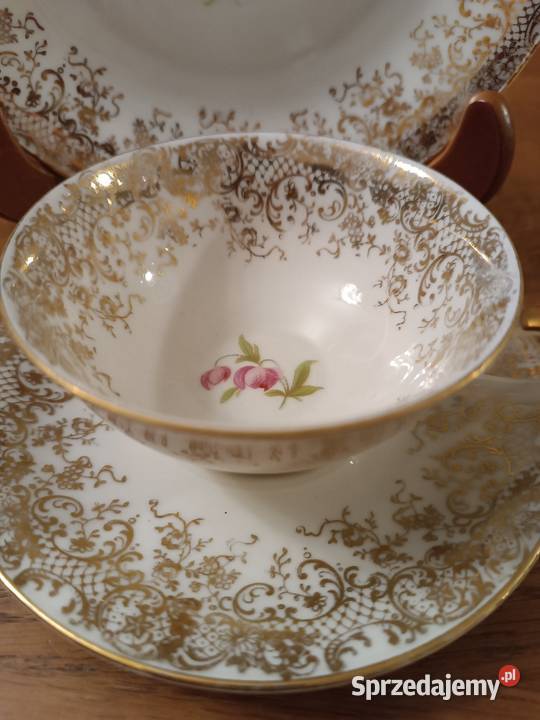 Zestaw porcelanowy filiżanka z talerzykami Gorlice