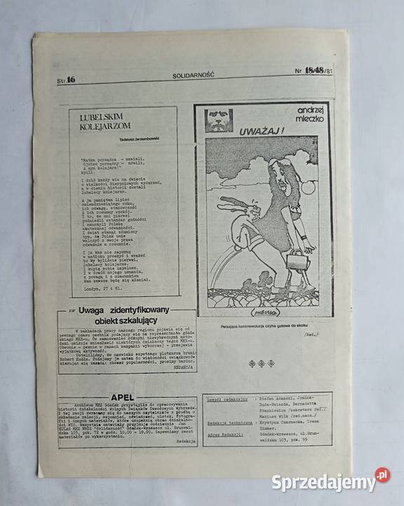 Pismo MKZ NSZZ Solidarność z siedzibą w Gdańsku pomorskie