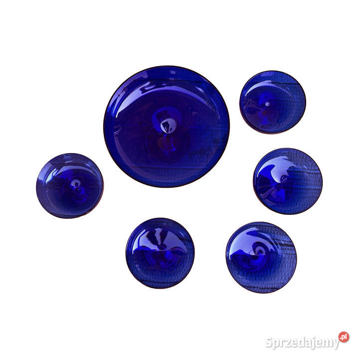 Zestaw deserowy z kobaltowego szkła 5 pucharków Porcelana i szkło sprzedam