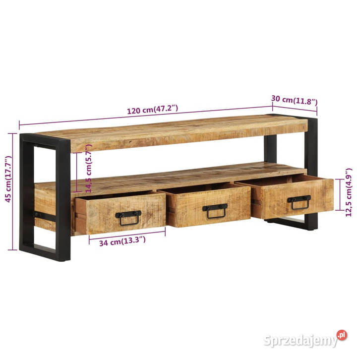 Szafka pod TV 120x30x45 lite drewno mango Warszawa