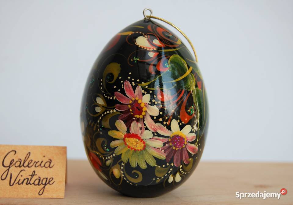 Drewniana pisanka rosyjska Rosja kwiaty Dekoracje i ozdoby Lublin
