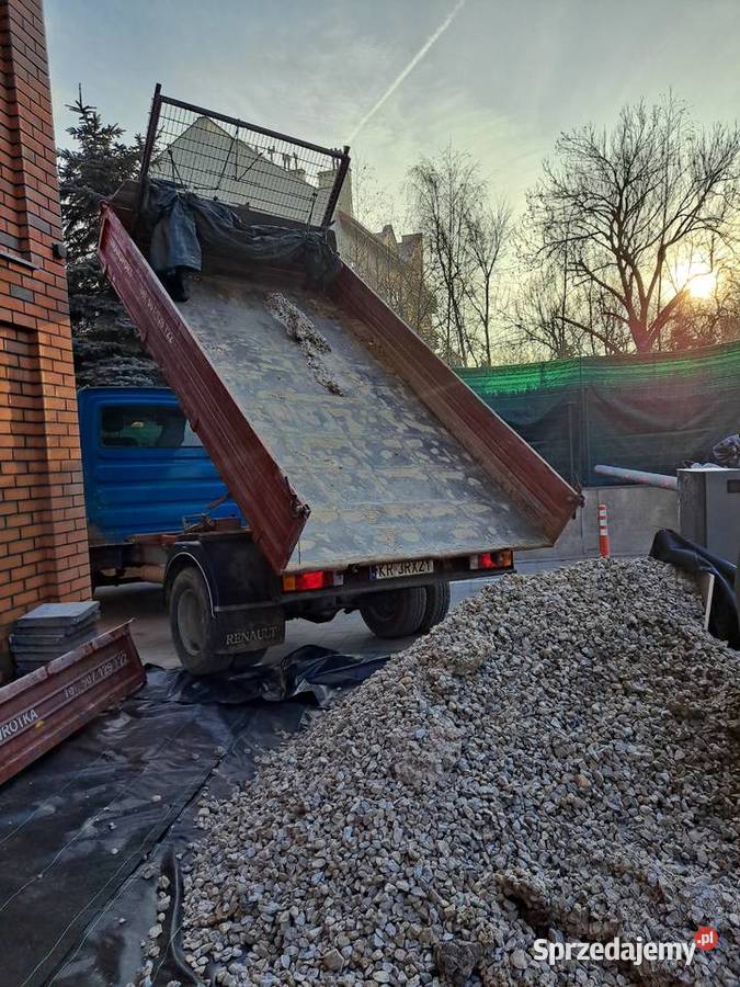 Grys szary dolomitowy transport małą wywrotką małopolskie Kraków