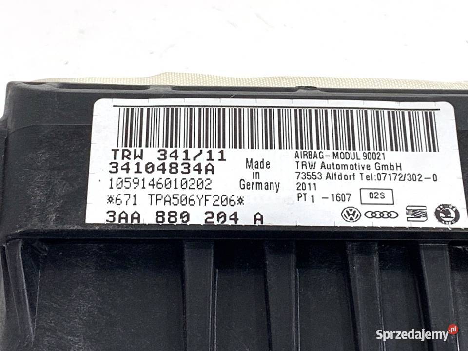 PODUSZKA POWIETRZNA PASAŻERA VW CC B7 3AA880204A